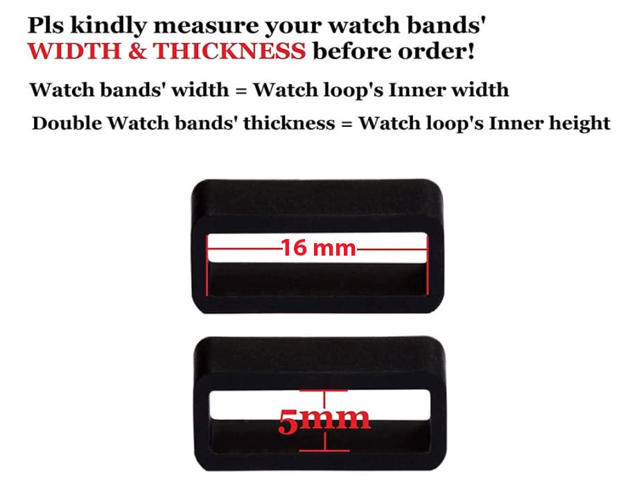 SBWC 16 mm Silicone rubber watch strap watch band loop/runner/keepers holder Retainer Loop Replacement - Black color Watch Band Loop Pack of 10