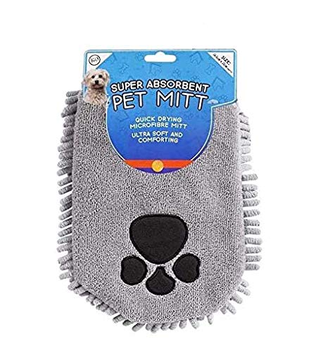 Pet Drying Mitt Super Absorbent Microfibre Quick Drying Ultra Soft Reusable Comforting Perfect For Dogs Cats Puppy Pack of 2 Grey