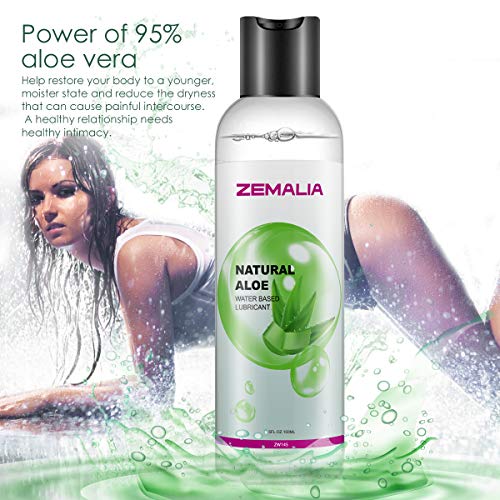 Water Based Lube Personal Lubricant -Zemalia Natural Aloe Flavored Lube For Couples Long Lasting, Oral Play, Anal Massage - Safe Easy Clean Lube Gel For Sex Toys - 5 Fl.oz. / 150Ml #TOP2