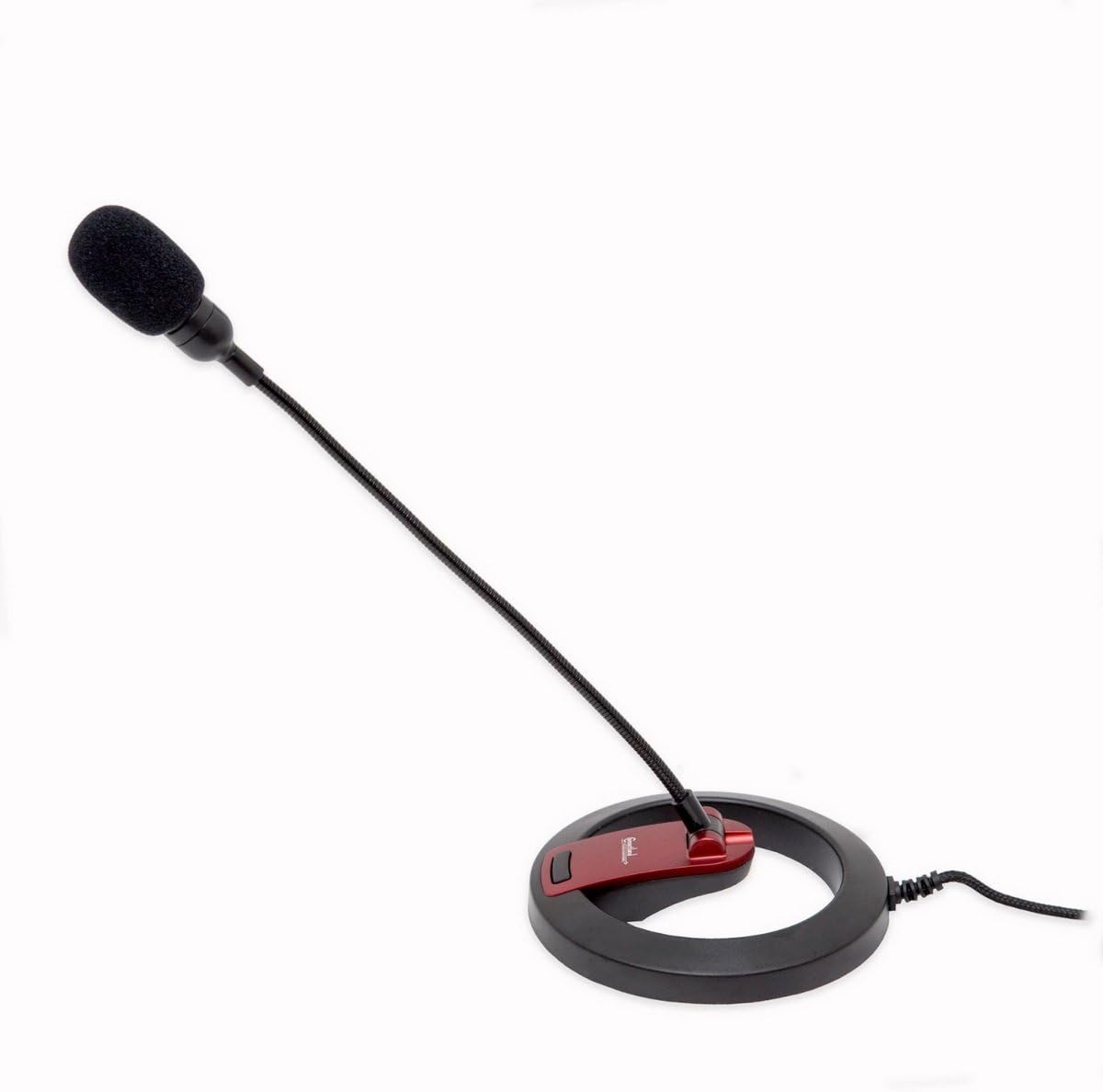 PC Goose Neck Microphone, Computer Microphone With Mute Switch and Stand, Plug And Play 3.5mm Microphone For Desktop/Laptop/iPad/Tablet
