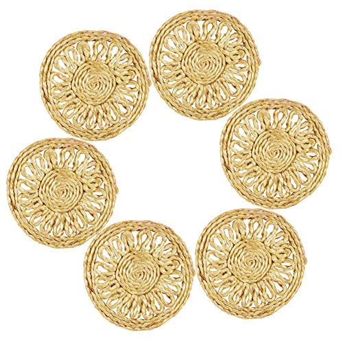 Hand-Braided Jute Placemats, Natural Golden, 5 Inch, Set of 6