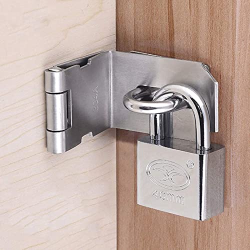 HOWDIA 4 Inch Door Hasp Latch 90 Degree, Stainless Steel Safety Right Angle Padlock Hasp Locking Latch Security Door Clasp Hasp Lock Latch for Push/Sliding/Barn Door, 2mm Thick, Brushed Silver - Image 7
