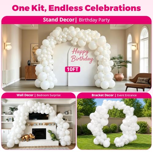 Image of Bezente 10FT White Balloon Garland Arch Kit for Backdrop Arch Stand 135 Pcs