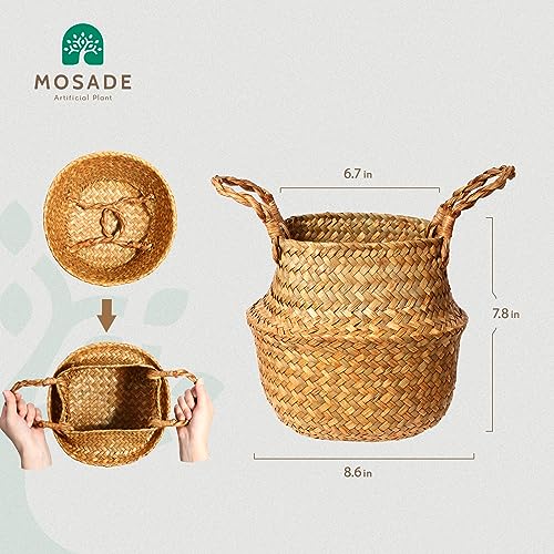 MOSADE Artificial Areca Palm Tree 6Feet Fake Tropical Palm Plant and Handmade Seagrass Basket, Perfect Tall Faux Dypsis Lutescens Plants for Entryway Modern Decor Home Office Porch Balcony Gift,2Pcs