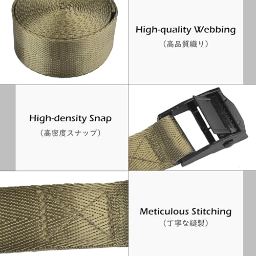 Image of TRIWONDER Cinch Tie Down Straps Cam Buckle Lashing Strap Nylon Small Ratchet Heavy Duty Belts for Packing Cargo Battery Bike Car Roof Rack Kayak Truck (Green - 2 Packs, 16.4 FT)