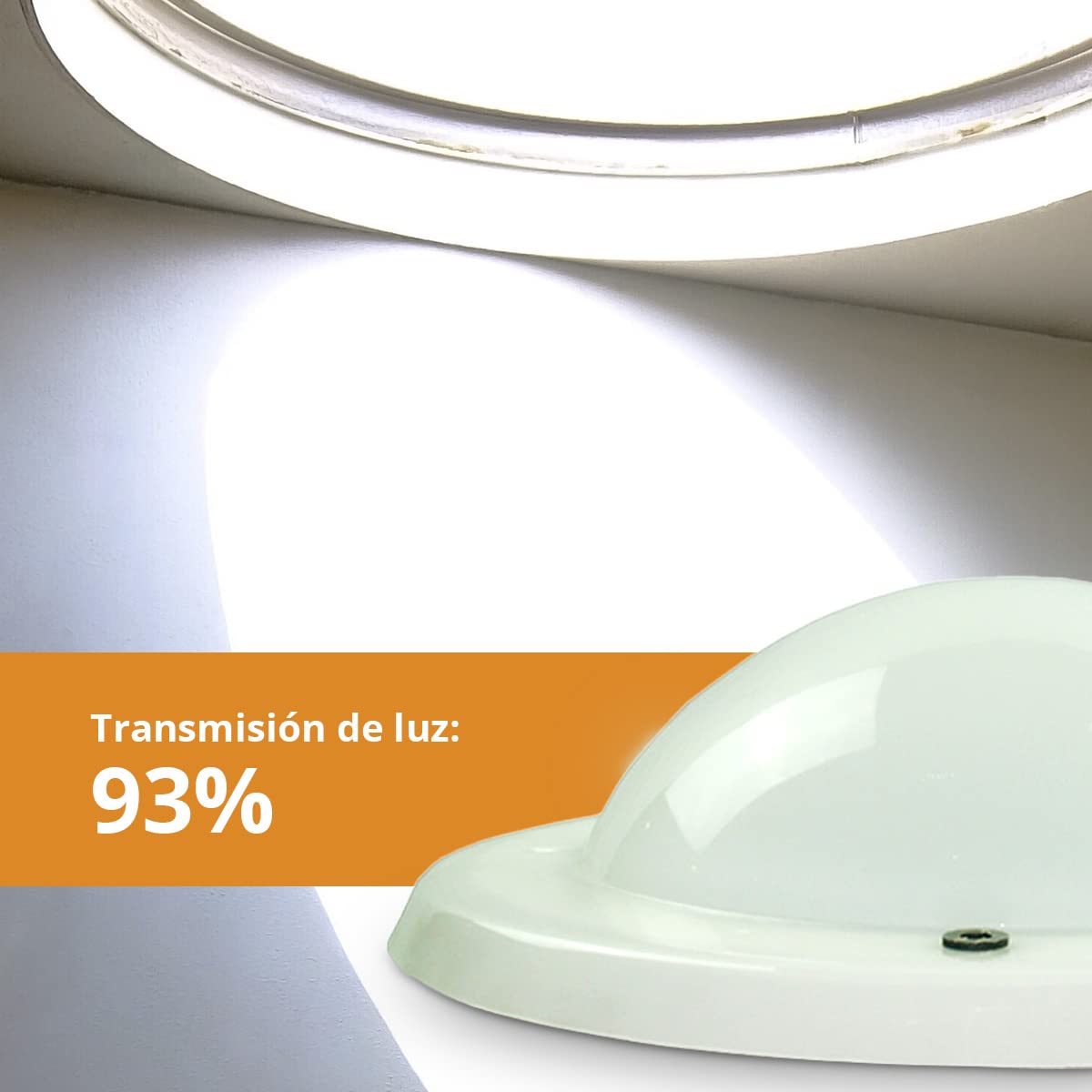 Cúpula Transparente para Claraboya Circular - Incluye Juntas, Fijaciones y Accesorios de Montaje - Tragaluz - Fabricada en Metacrilato - CxD = 40 cm - ExF = 54 cm