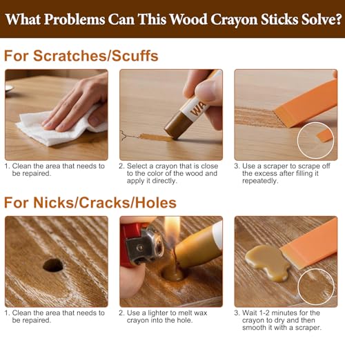 Image of Wood Filler Sticks & Wax Repair Crayons - Fix Scratches, Scuffs & Holes