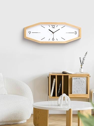 Miniatura 3 de Relojes de pared retro de madera, relojes cuadrados de 18 pulgadas, reloj de pared rectangular, funciona con pilas, silencioso, sin tictac, para