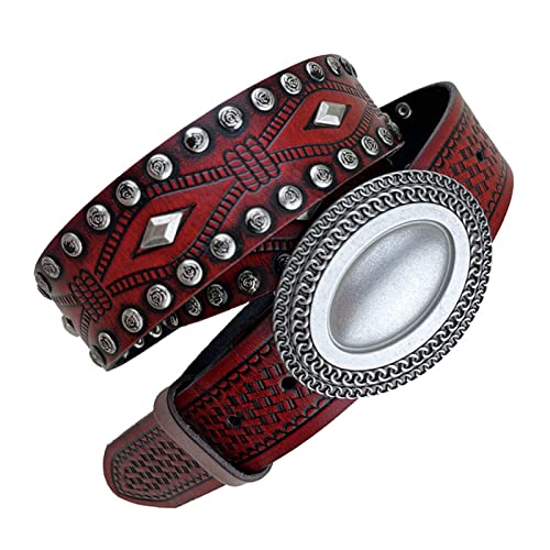 Ceinture strass filigranés en argent vieilli et rivets, l'élégance rétro haut de gamme