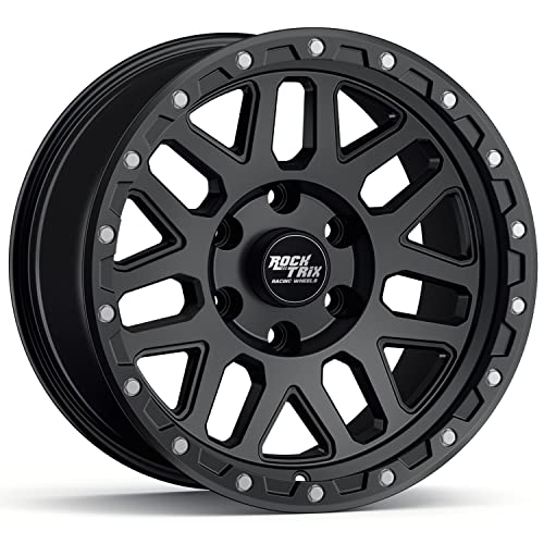 RockTrix RT110 17x9 Matte Black Off Road Wheels 6x139.7 Bolt Pattern (6x5.5) -12mm Offset, 17 Inch...