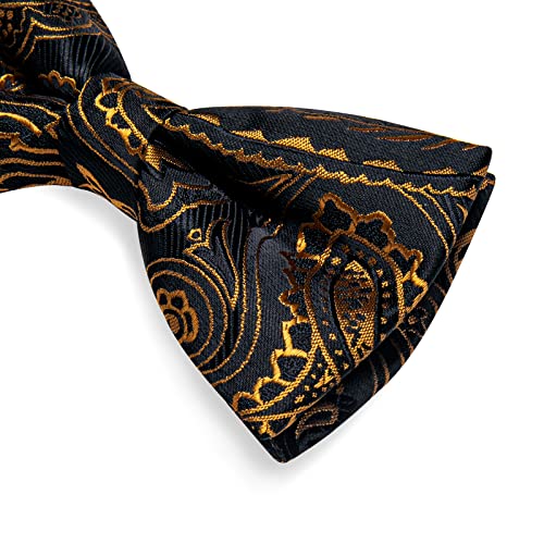 Image of DiBanGu Pre-Tied Bow Ties for Men Silk Adjustable Tuxedo Bowties Pocket Square Cufflinks Set with Lapel Pin Jacquard Woven