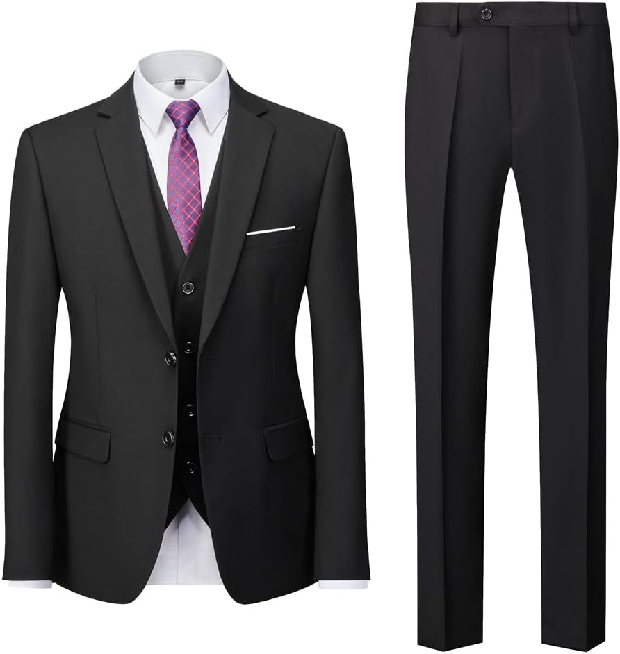 ZCMEB Men's Casual Business Suit 3Piece Men's TwoButton