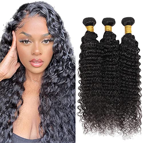 20 22 24 Inch Bundles Deep Wave Hair Human Hair 3 Bundles For Women Double Weft No Tangle Hair Bundles Hair Weave 3 Bundle Deep Wave Hair