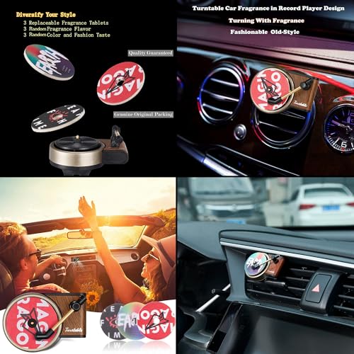 Image of Record Player Car Vent Clips Air Freshener Retro Style Album Cover Car Air Conditioning Outlet Clip Fragrance Diffuser Car Interior Decoration Accessories, Retro Record Player