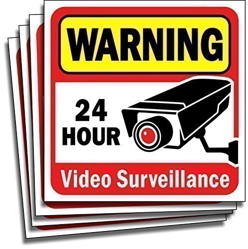 Signs Authority Video Security Decals Sign for Home/Business | Self Adhesive Vinyl Stickers - for Window | Door & Wall | Camera Surveillance Systems | CCTV | Pack of 4 (6