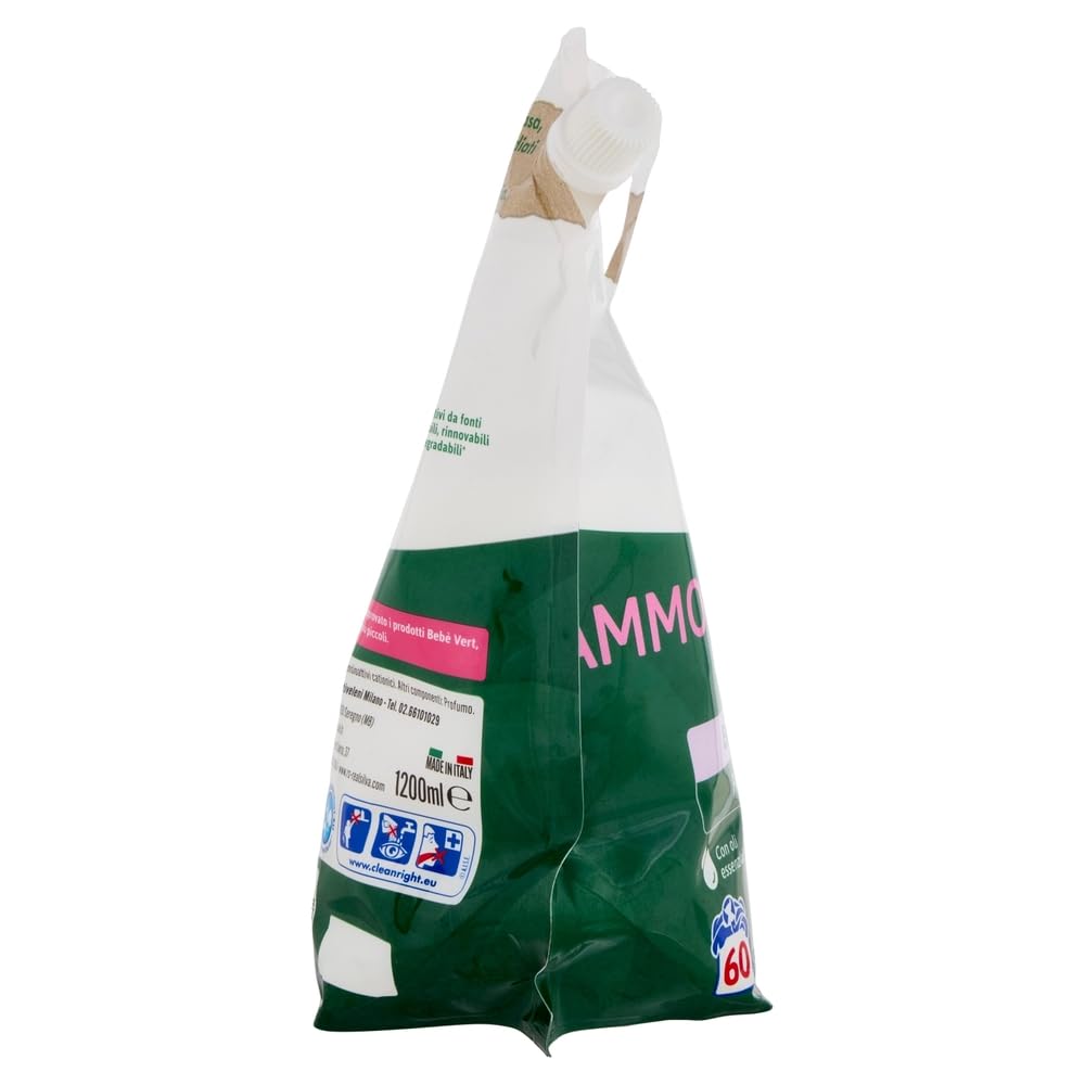 CHANTECLAIR VERT Suavizante concentrado para niños amorbidente Concentrato Bebè Talco Suavizante para ropa infantil – 60 lavados, bolsa de 1200 ml + llavero Beni Culinari