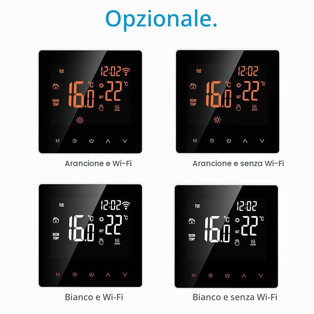 Kavolet Termostato intelligente, Termoregolatore digitale, Settimana Termostato elettrico programmabile per riscaldamento a pavimento, Display LCD Touch Screen, per Ufficio Scuola Casa Hotel 16A