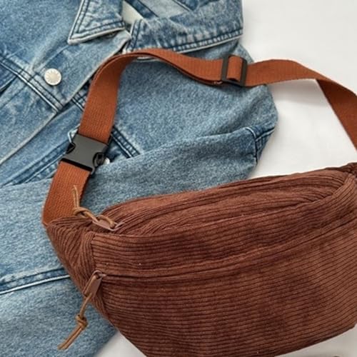 BABYVIVA 2023 Gürteltasche für Damen, Cord-Bauchtasche, großes Fassungsvermögen, einfarbig, Gürteltasche, Brusttasche für Mädchen, vielseitige Umhängetasche (Khaki)
