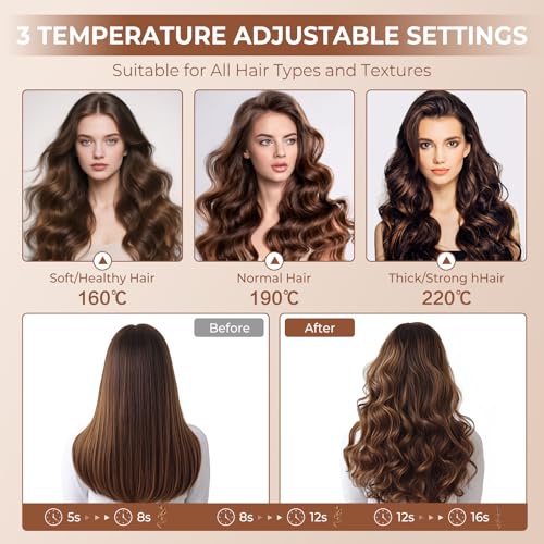Miniatura 5 de Rizador De Pelo Automático, Portátil Moldeador De Cabello Con 3 Temperaturas 160-210 C , Rizos Grandes, Cerámica Antiquemaduras, Calentamiento Rápido Para Cabello Medio Y Largo
