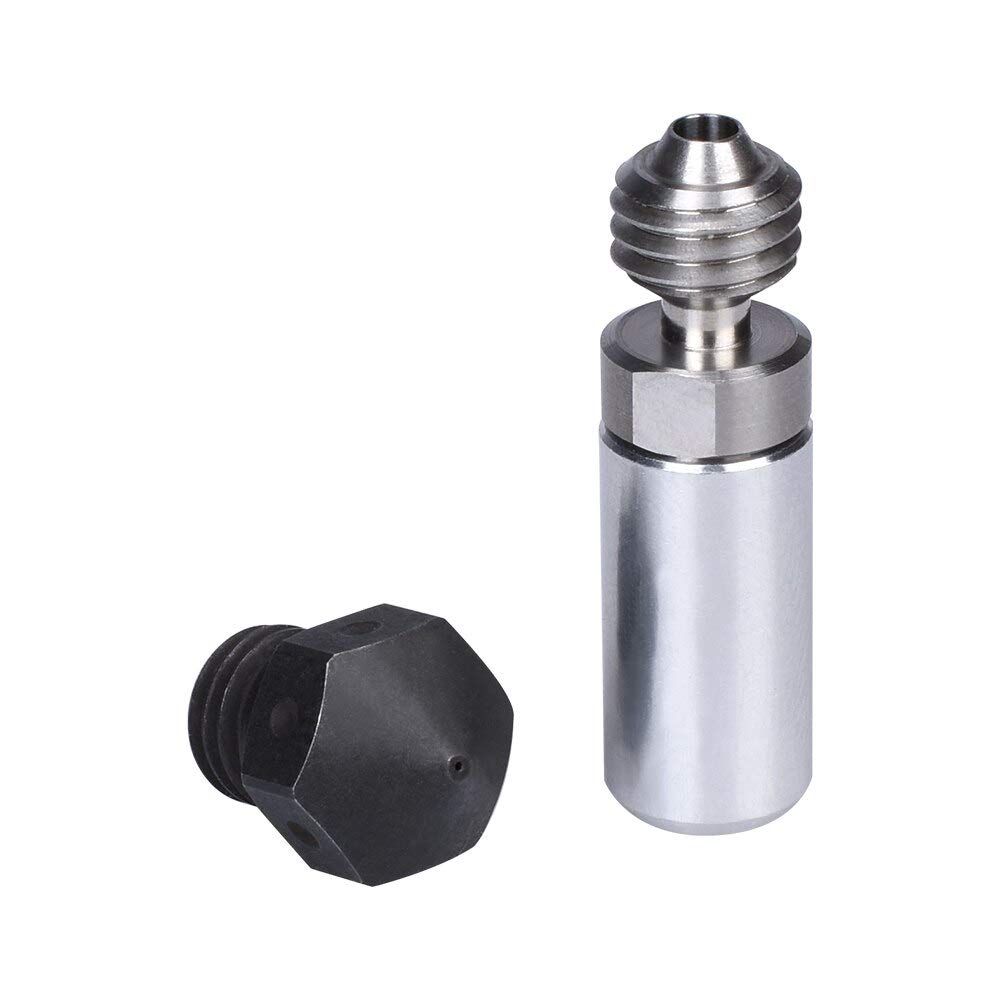 Druckerteile MK10 Hotend-Kit Ganzmetall-Heißbruch-gehärtete Stahldüse 1,75-MM-Filament-3D-Druckerkonverter-Thermorohr-Reparaturteile (Farbe: Only Block) (Color : All Kit 0.2MM Nozzle)