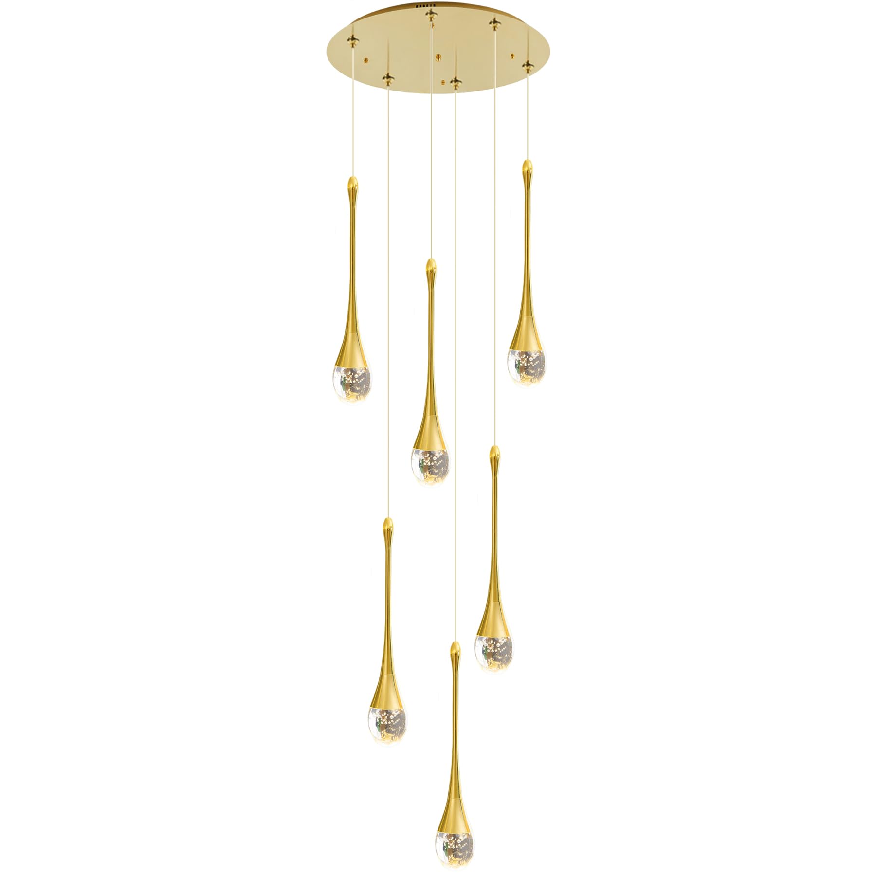LYMSXAZOU LED Crystal Chandelier - Dimmable, Remote Control, Color Adjustable Pendant Light for Living Room, Foyer, Entryway, Staircase, Elegant Lighting Fixture