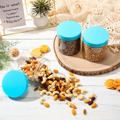 Image of Patelai 4 Pcs Plastic Jars Wide Mouth with Lids,16 Ounce,Blue