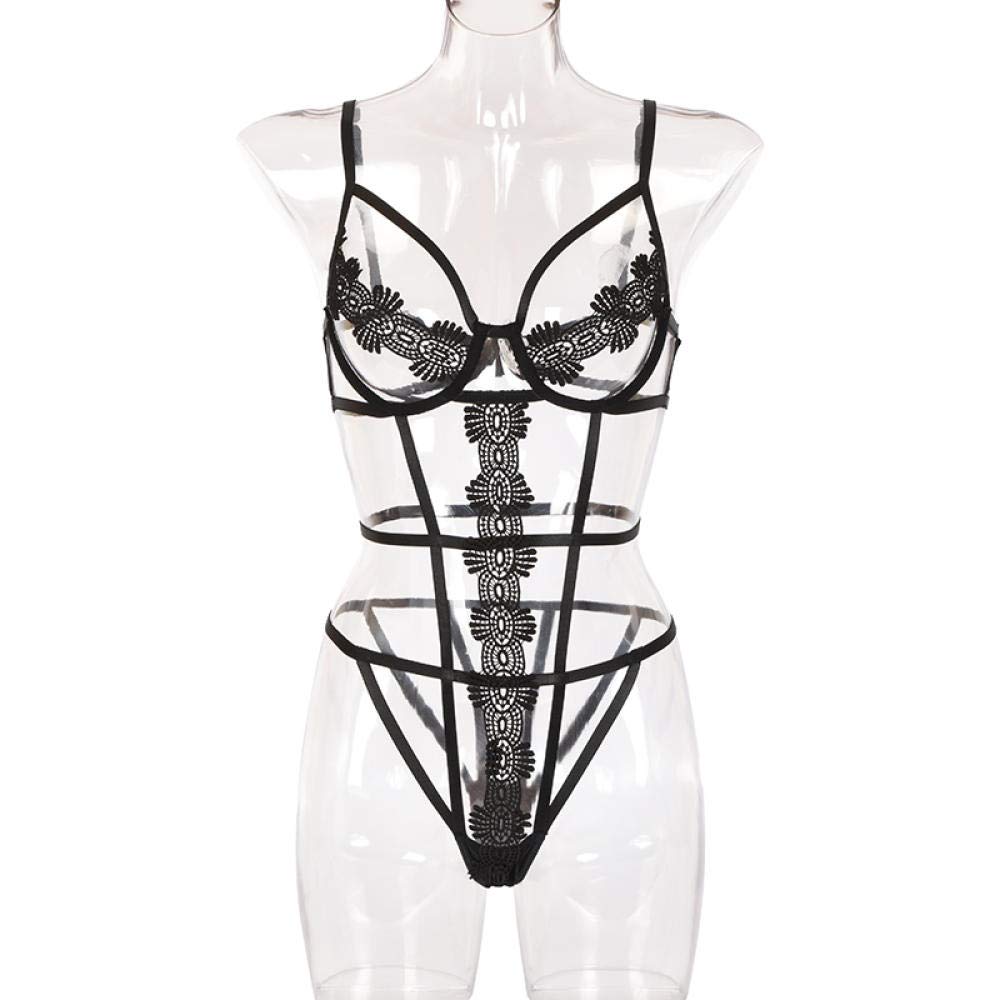 Conjuntos de lencería para Mujer Ropa Interior de una Pieza de Uniforme Hueco Seductor para Mujer (Negro Grande)