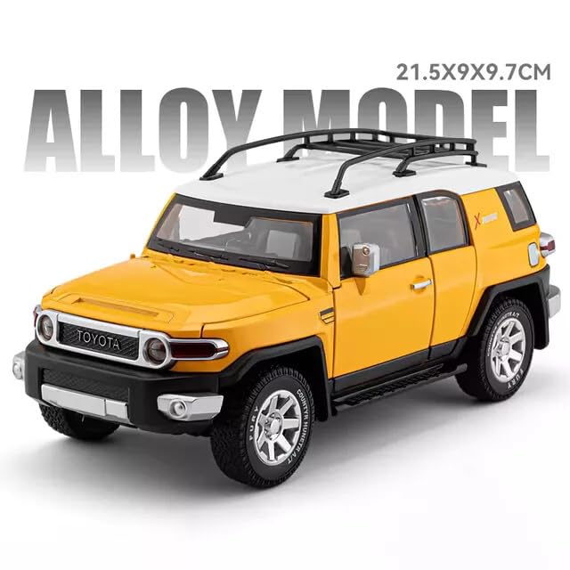 Image of Invite Enterprise Compatible for 1:24 Toyota FJ Cruiser Toy Car Model, Diecast Collectible Pull Back Model Car with Sound and Light, Toy Gift Vehicles for Adults Kids Boys Girls, Yellow
