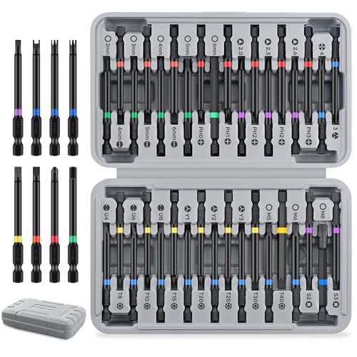 Hi-Spec Set Embouts Tournevis 36 Pcs, Long 75mm – Embouts Sécurité Antivol Torx, Carré, XZN,...