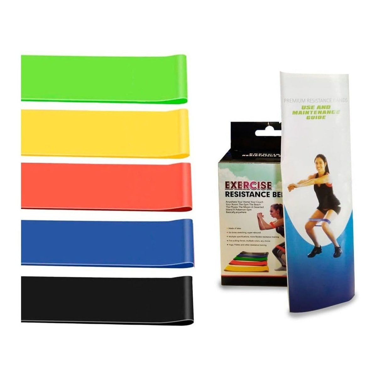 Kit 5 Faixas Elásticas Mini Band para Exercícios em Casa Extensor Alongamento Pilates