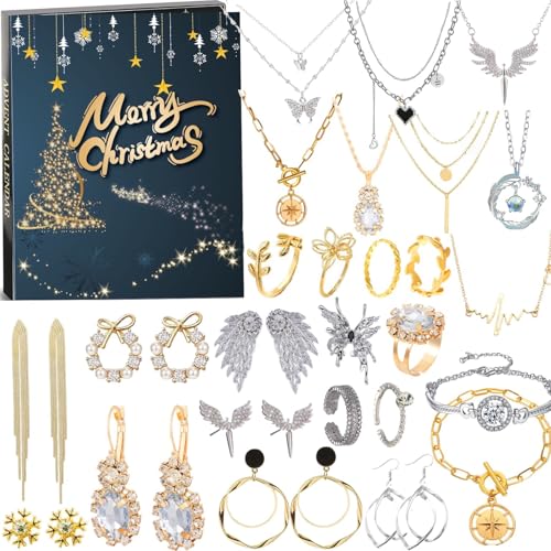 Schmuck Adventskalender 2024 Erwachsene Frauen Teen Mädchen,24-Tage...