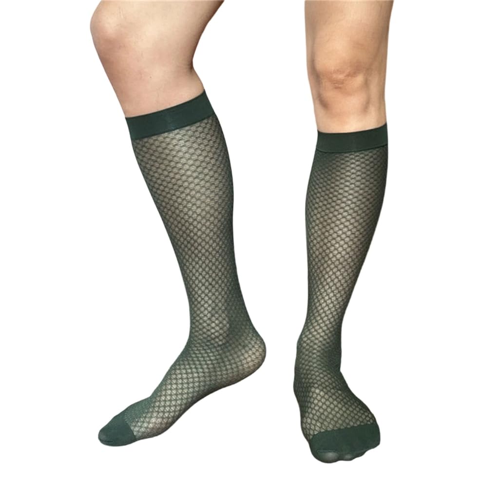 Elnwnnkc Mens Sheer Business Dress Sock Long Over the Calf Dress or Work Socks Nylon Formal Sock Knee Highs Work Stockings