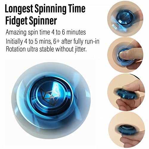 Image of FREELOVE Premium Metal Fidget Spinner for Adults, Stainless Steel Heavy Silent Spinner with Precision Bearing, Small Office Desk Toy & EDC for Stress Relief Focus ADHD, Blue