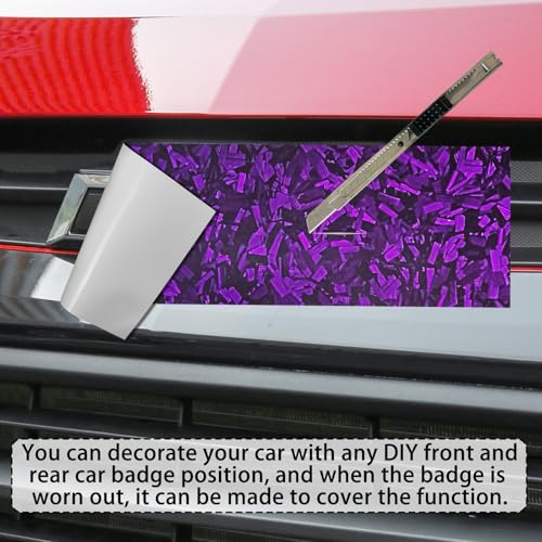 Image of QianBao Compatible with Purple Forged Carbon Fiber Vinyl Wrap 11.8 inch x 4 inch Chevy Bowtie Emblem Wrap Kit with Spatula and Cutter 3 Pcs Universal Logo Overlay