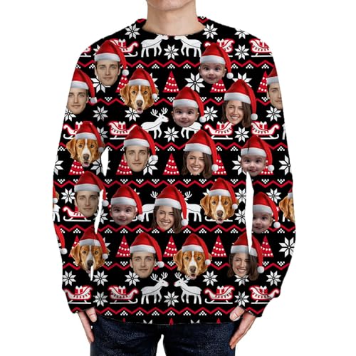 Custom Ugly Christmas Sweater Men Women Personalized Face Christmas Sweaters Customized Jumpers Funny Pullover Top4
