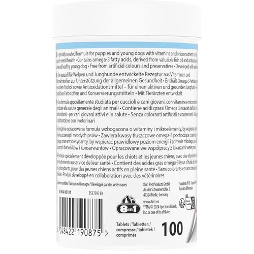 8in1 Multivitamin Tabletten Puppy - zur Nahrungsergänzung bei Welpen, 1 Dose (100 Tabletten)