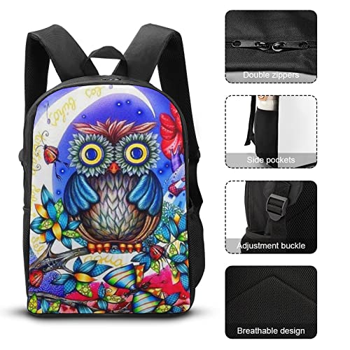 Mochila clásica de búho con amplio compartimento escolar 3D cool 7