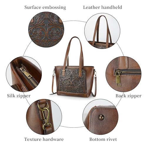Crossbody Bag for Women Leather Shoulder Bag Top Handle Tote Purses Vintage Satchels Handbag Retro4
