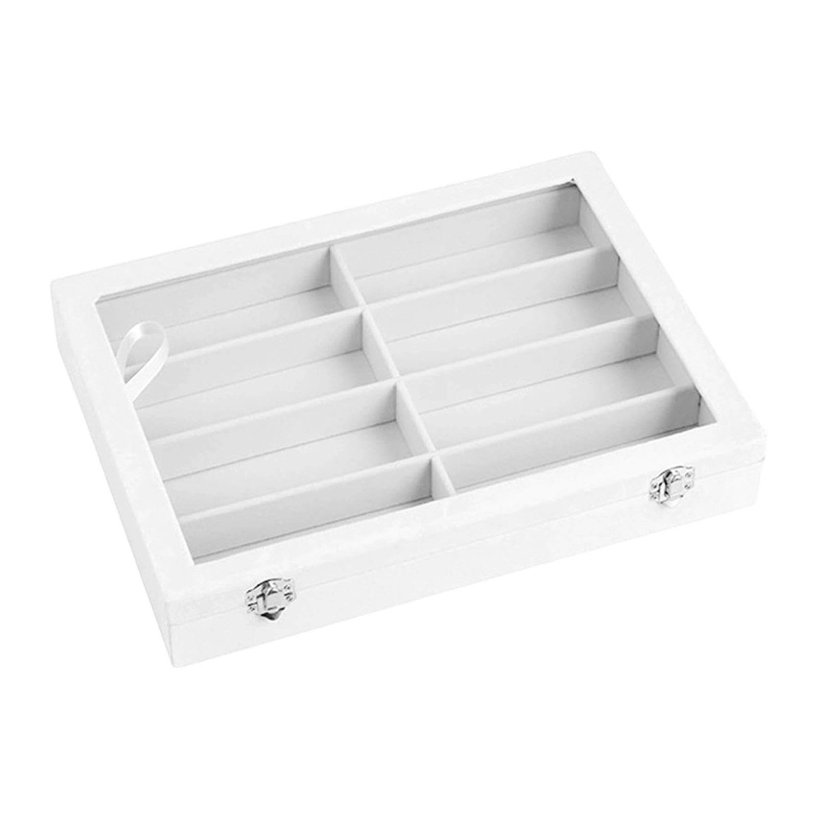 Brillenetui, Sonnenbrillen-Organizer, Elegante Aufbewahrungsbox für Damen und Herren, ideal für Zuhause, Kommode oder Schreibtisch, Weiß