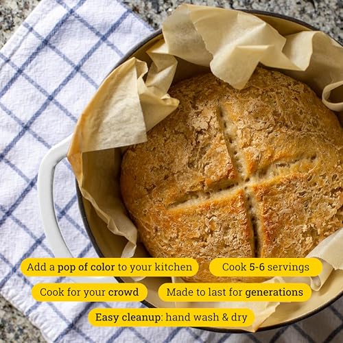 Lodge 6 Quart Enameled Cast Iron Dutch Oven with Lid – Dual Handles, Oven Safe up to 500°F, Stovetop Compatible – Marinate, Cook, Bake, Refrigerate & Serve – Oyster White #2