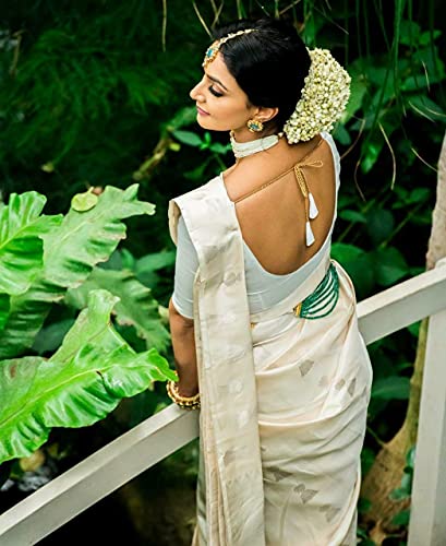 Image of Flosive Women's Kanjivaram Silk Saree With Handloom Weaving Work With Blouse Piece