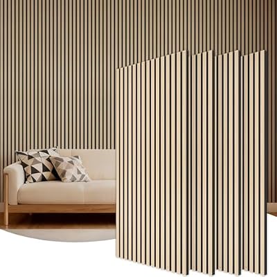 TONOR Wood Wall Panels for Interior Wall Decor, 4 Pack 47.2" x 23.6"(31ft²) Wood Slat Acoustic Panels, Soundproof Wall Panels for Noise Cancelling and Decoration, Living Room, Bedroom, Office, Oak