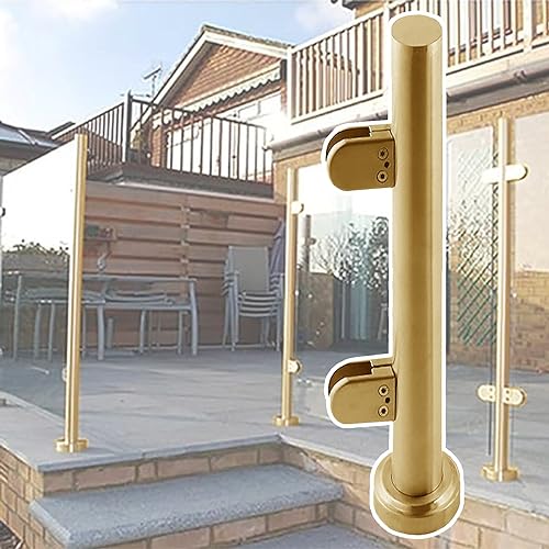 Poteau doré pour balustrade en verre design haut de gamme 130cm avec pinces