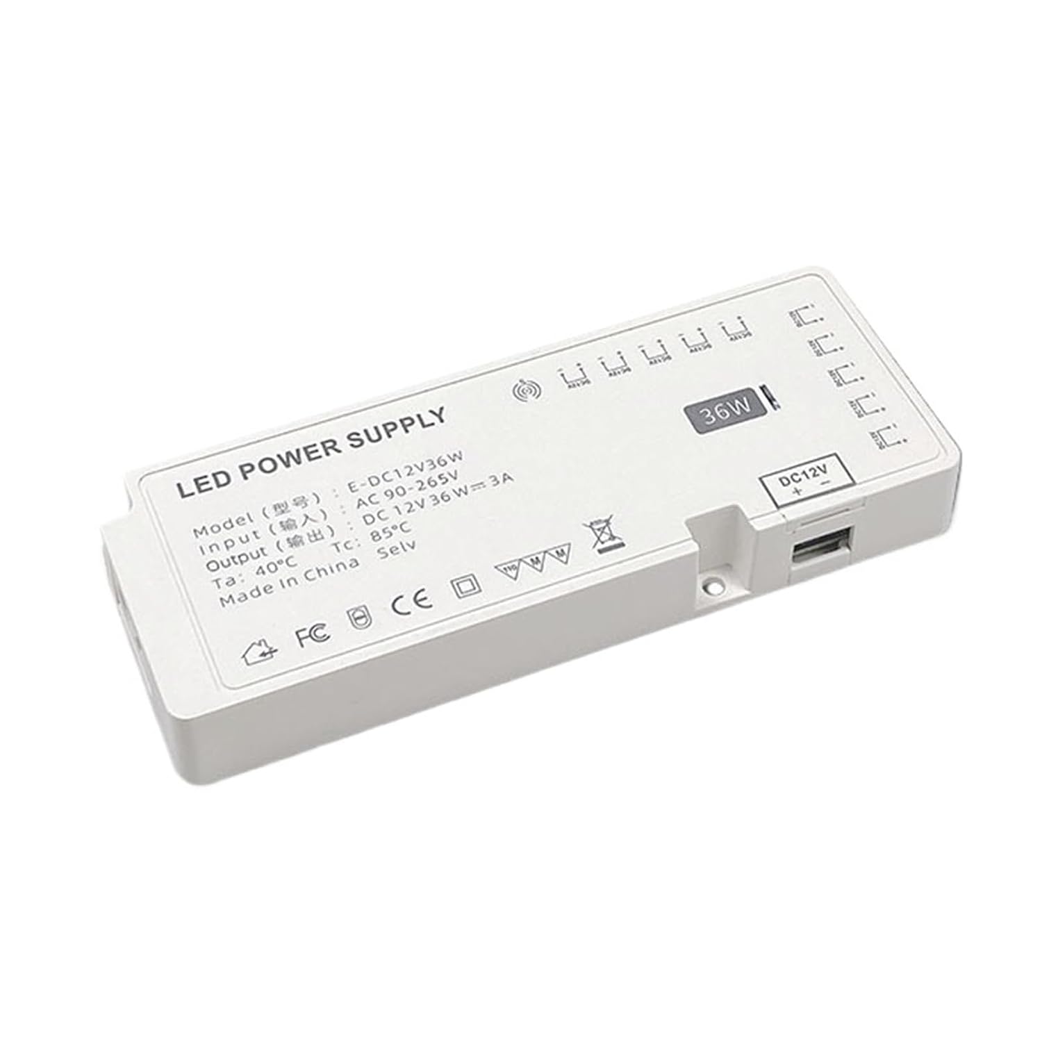 LED Cabinet Light with Power Transformer Input 110V-240V to 12V24V-36W 60W 100W Input Wide Voltage(12V36W)