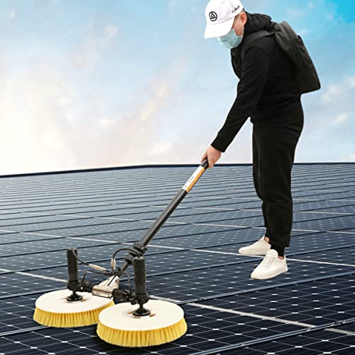 CWCQGH Automatic Solar Panel Cleaning Brush with Extendable Pole, Double Head Design for Efficient Window and Roof Cleaning, Includes Lithium Battery for Cordless Operation,7.5 (7.5m Lithiumbattery)