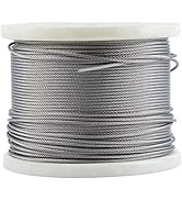Amadget Stainless Steel Wire Rope, 316 Marine Grade Cable Railing Kit, Aircraft Wire Rope & Picture Hanging Kit For Railing, Decking, Boat Marine Hardware (1/16" X 33 Feet