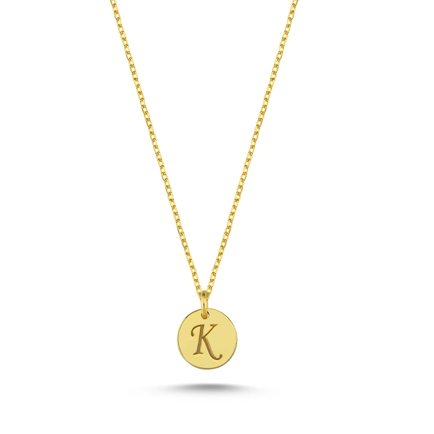 Wish Carat 14k Solid Gold or Sterling Silver Custom Disc Necklace for Women Personalized Monogram Necklace with Initial Letter Pendant Gift for Mom