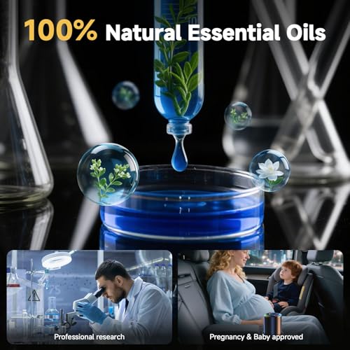 Image of Smart Car Air Freshener with Star Light & 100ml Diffusers Oil Refills, Auto On /Off Aroma Diffuser, 3 Adjustable Mist Modes Rechargeable Aromatizante para Carro - Car Diffuser（Cologne+Ocean）