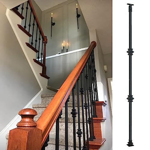Wrought Iron Balusters for Indoor Staircase, Black Metal Single/Double Knuckle Balusters Spindles Posts for Decks/Outdoor Steps/Loft Corridor Stair Railing, 1-50pcs Optional ( Color : C 50Pack , Size