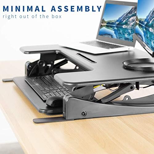 VIVO Black Height Adjustable 36 inch Stand up Desk Converter Quick Sit to Stand Tabletop Dual Monitor Riser, DESK-V000V